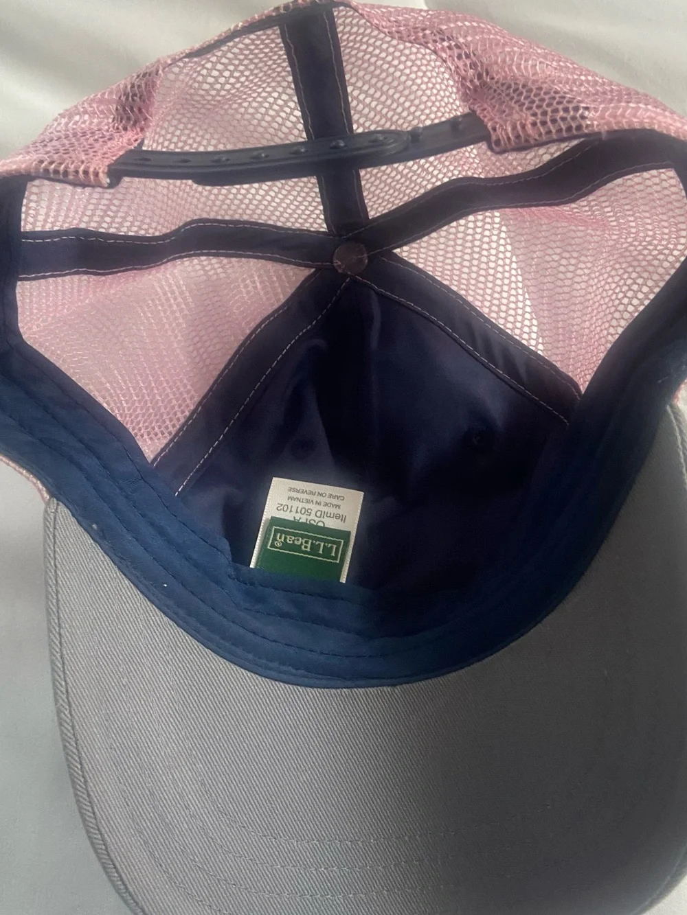 L.L. Bean Kids Navy, Pink & Gray 'OUTDOORS' Mesh Baseball Cap
